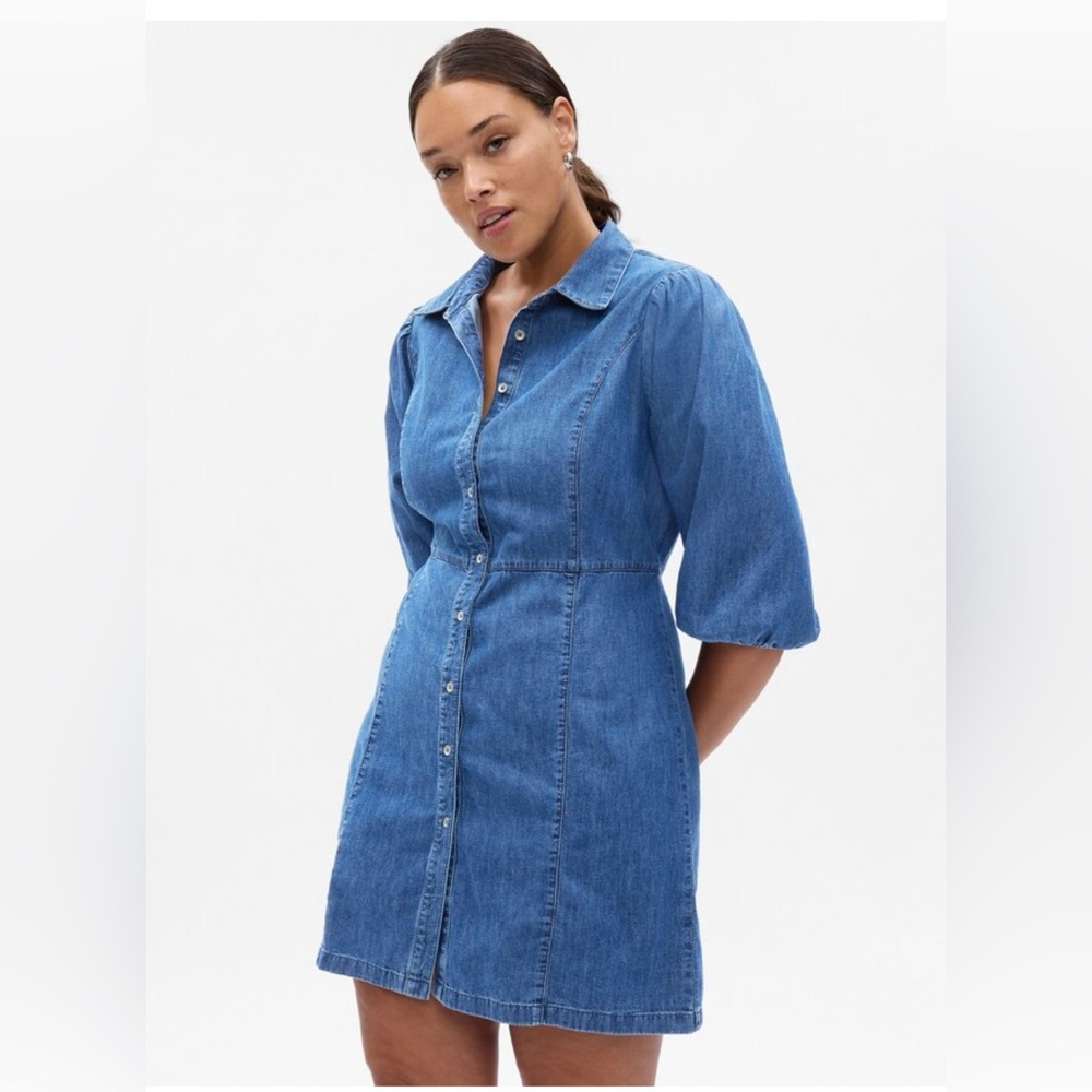 GAP Organic Cotton Puff Sleeve Denim Mini Dress